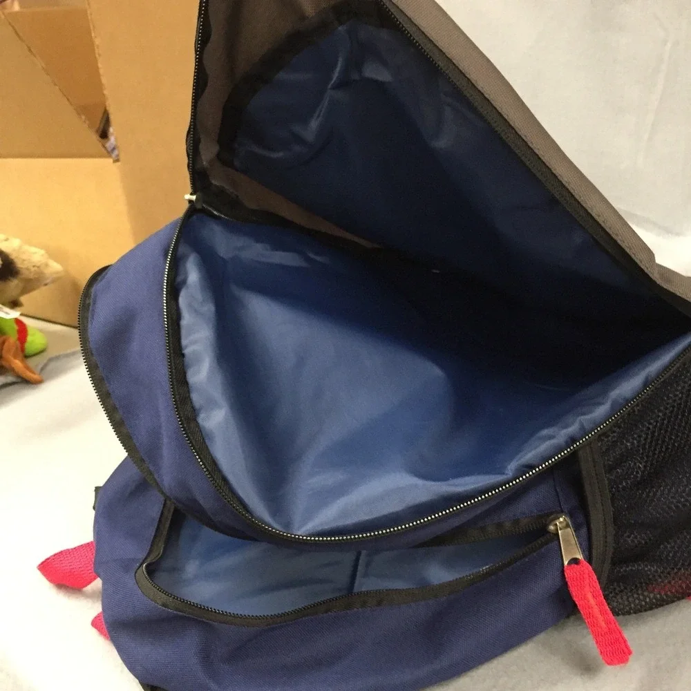 Austin Trading Co Bungee Cord Backpack School Bag 17in Navy Blue Green Red‎